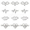 40Pcs 4 Styles Heart Theme Alloy Rhinestone & Cubic Zirconia Connector Charms RB-SC0001-11-1