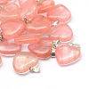 Heart Cherry Quartz Glass Pendants X-G-Q438-09-1