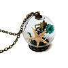 Butterfly & Key & Glass Dried Flower Wishing Bottle Pendant Necklace PW-WG90318-09-1