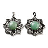Natural Green Aventurine & Brass Pendants G-K338-09AS-02-1