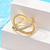 Adjustable Brass Micro Pave Clear Cubic Zirconia Cuff Rings RJEW-F101-17G-4