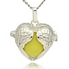 Silver Color Plated Brass Hollow Heart Cage Pendants KK-J241-07S-1