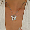 304 Stainless Steel Butterfly Pendant Necklaces for Women WG6482F-03-1