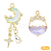 2Pcs 2 Styles Alloy Glass Pendants FIND-YW0010-32B-1