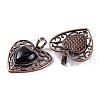Natural Obsidian Peach Love Heart Pendants G-G158-01-13-2