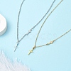 2Pcs 2 Colors Cross 304 Stainless Steel Pendant Necklaces for Women NJEW-JN05200-1