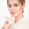 2 Pairs 2 Colors Alloy Double Flower Dangle Stud Earrings EJEW-AN0001-31-5