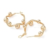 Brass Round Beaded Rhombus Hoop Earrings EJEW-A025-03G-2