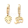 3 Pair 3 Style Leaf & Flower & Butterfly & Tree & Elephant Asymmetrical Earrings EJEW-B020-03G-2