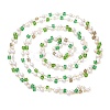 Faceted Cube Glass & ABS Plastic Imitation Pearl Beaded Chains CHS-G026-02KCG-01-1-3