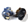 Natural & Synthetic Mixed Gemstone Carved Elephant Figurines DJEW-M015-07-2