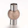 Textured 304 Stainless Steel Column Magnetic Clasps with Glue-in Ends STAS-I045-11RG-1
