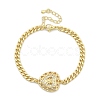 Brass Micro Pave Clear Cubic Zirconia Link Bracelets BJEW-Z082-03G-03-4