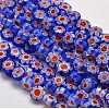 Handmade Millefiori Glass Flat Round Bead Strands X-LK-P011-12-1