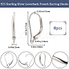 4 Pairs 925 Sterling Silver Leverback Earring Findings STER-BBC0001-85-2