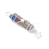 3Pcs 3 Styles Electroplated Natural Quartz Crystal Pointed Copper Wire Wrapped Pendants PALLOY-JF03767-01-4