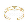 Enamel Cross Open Cuff Bangle with Clear Cubic Zirconia BJEW-N012-023-2