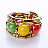 Alloy & Iron & Resin Round Beaded Bangles for Women FS-WG7222A-03-1