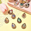 14Pcs 7 Colors Walnut Wood Resin Pendants WOOD-FS0001-31-8