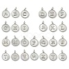 Brass Pave Natural Shell Flat Round with Letter A~Z Charms KK-Z115-13P-1