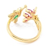 Brass Micro Pave Cubic Zirconia Cuff Rings RJEW-K233-38G-3