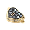 Rack Plating Brass Micro Pave Clear Cubic Zirconia Heart Links KK-K385-107G-3