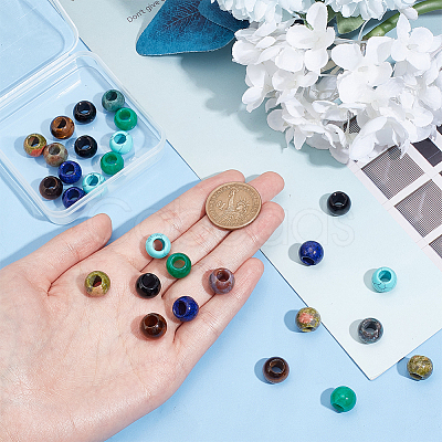 28Pcs 7 Styles Mixed Gemstone European Beads G-PH0002-37-1