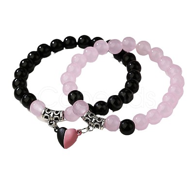 2Pcs Alloy Magnetic Heart Charm Bracelets FS-WGCA466-03-1
