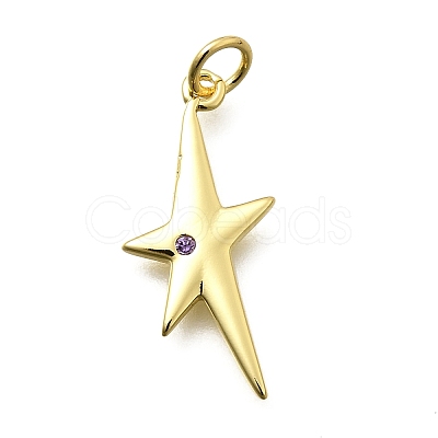 Brass Micro Pave Cubic Zirconia Pendants KK-Z093-19G-1