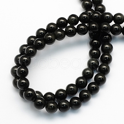 Natural Obsidian Round Beads Strands G-S156-4mm-1