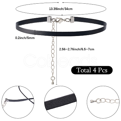 4Pcs Leather Choker Necklaces NJEW-SC0001-69-1