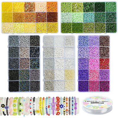 DIY Round Glass Beads Bracelets Making Kits SEED-YW0002-63A-1