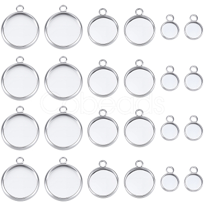 24Pcs 3 Styles Brass Pendant Cabochon Settings KK-BBC0028-71-1