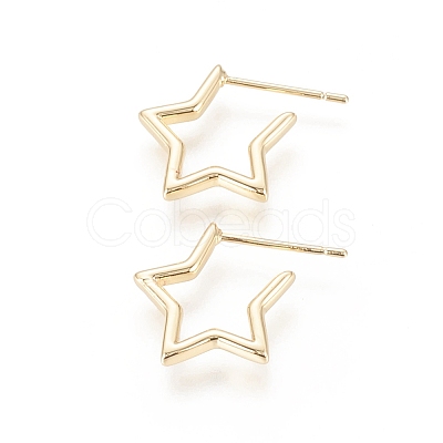 Brass Stud Earrings LS-EJEW-F245-02G-1