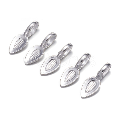 Tibetan Style Alloy Glue-on Flat Pad Bails TIBEP-AB3348Y-S-NF-1