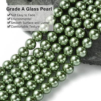 Eco-Friendly Dyed Glass Pearl Round Bead Strands HY-A002-8mm-RB025-1