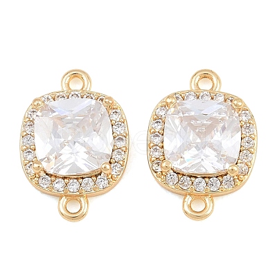 Brass Micro Pave Clear Cubic Zirconia Connector Charms CU-CBA7BFE-01A-G-1