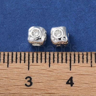 Brass Micro Pave Cubic Zirconia Beads KK-P256-09S-01-1