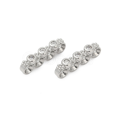 Brass Micro Pave Clear Cubic Zirconia Spacer Bars KK-P302-26P-1