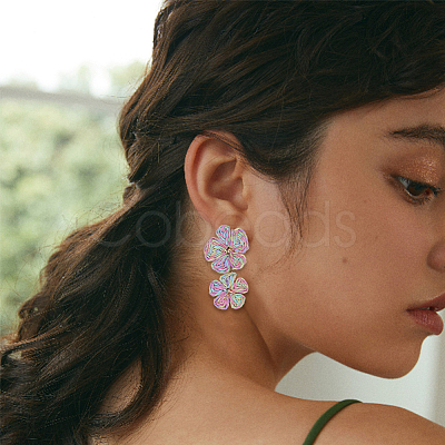 1 Pair Alloy Raffia Grass Stud Earrings EJEW-SP0001-19B-1