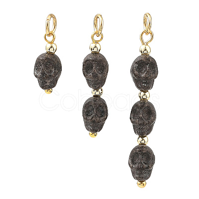 Halloween Handmade Porcelain & Electroplate Non-magnetic Synthetic Hematite Pendants PALLOY-JF06071-1