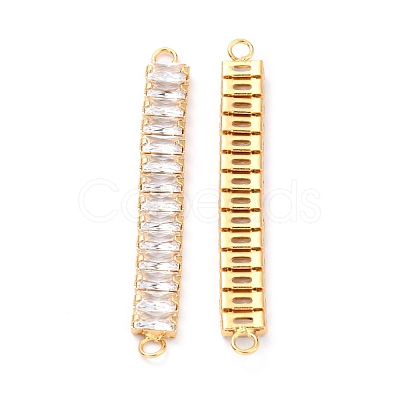 Brass Clear Cubic Zirconia Links Connectors ZIRC-G170-24G-1