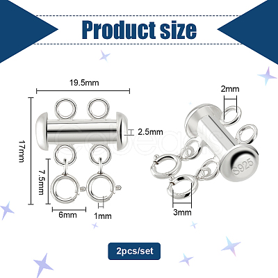 925 Sterling Silver Slide Lock Clasps FIND-AB00049-1