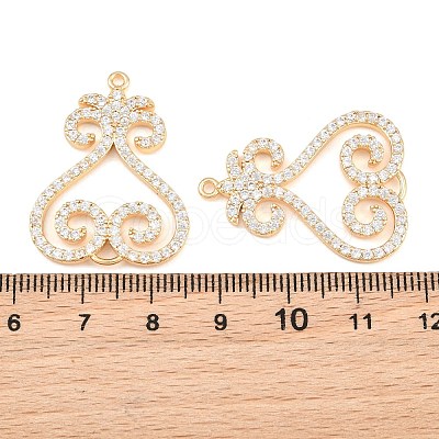 Brass Micro Pave Clear Cubic Zirconia Connector Charms CU-CBA7BFE-03C-G-1