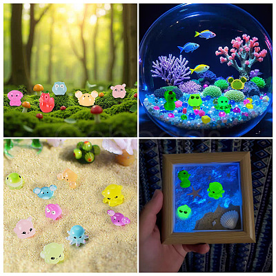 18Pcs 6 Colors Luminous Resin Crab Display Ornaments DJEW-TAD0001-04-1