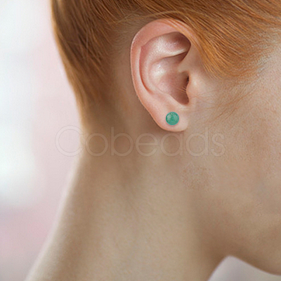3 Pairs 3 Styles Natural Green Aventurine Round Stud Earrings with 925 Sterling Silver Pins EJEW-FI0002-16-1