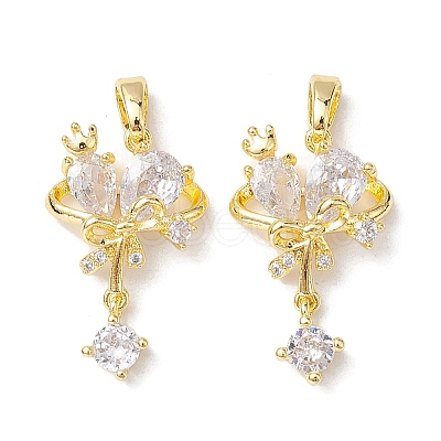 Brass Micro Pave Clear Cubic Zirconia Pendants KK-K360-10G-1