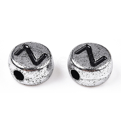 Plated Acrylic Horizontal Hole Letter Beads PACR-Q099-M03-S-1