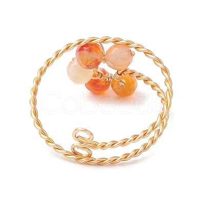 Flower Natural Carnelian Adjustable Rings RJEW-TA00126-01-1