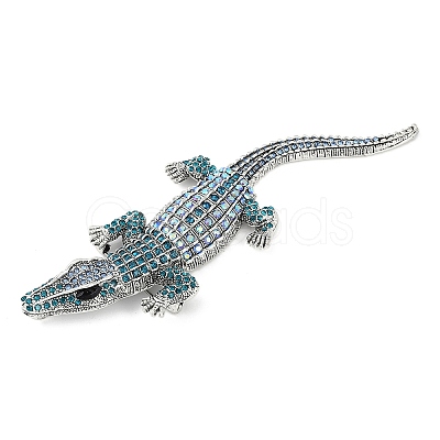 Alloy Rhinestones Alligator Brooches JEWB-S022-07C-1